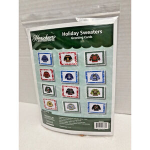 Herrschners "HOLIDAY SWEATERS" Greeting Cards Set of 12 Cross Stitch Kit